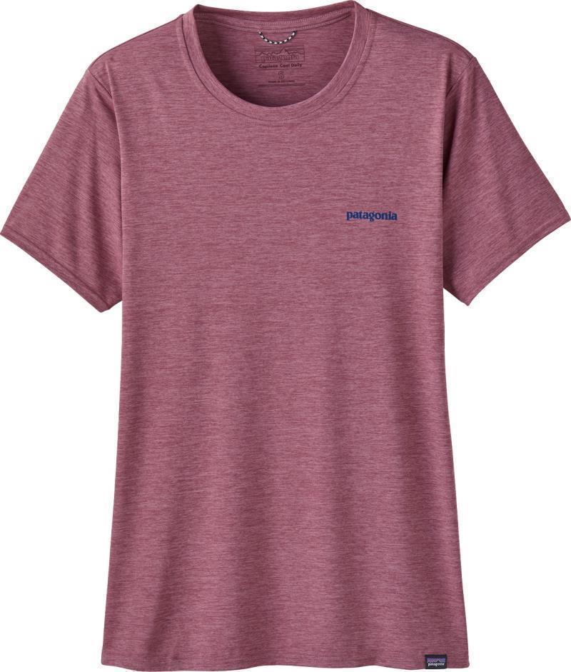 Capilene Cool Daily Graphic Shirt - Waters - Womens - Boardshort Logo / Evening Mauve X-Dye 2