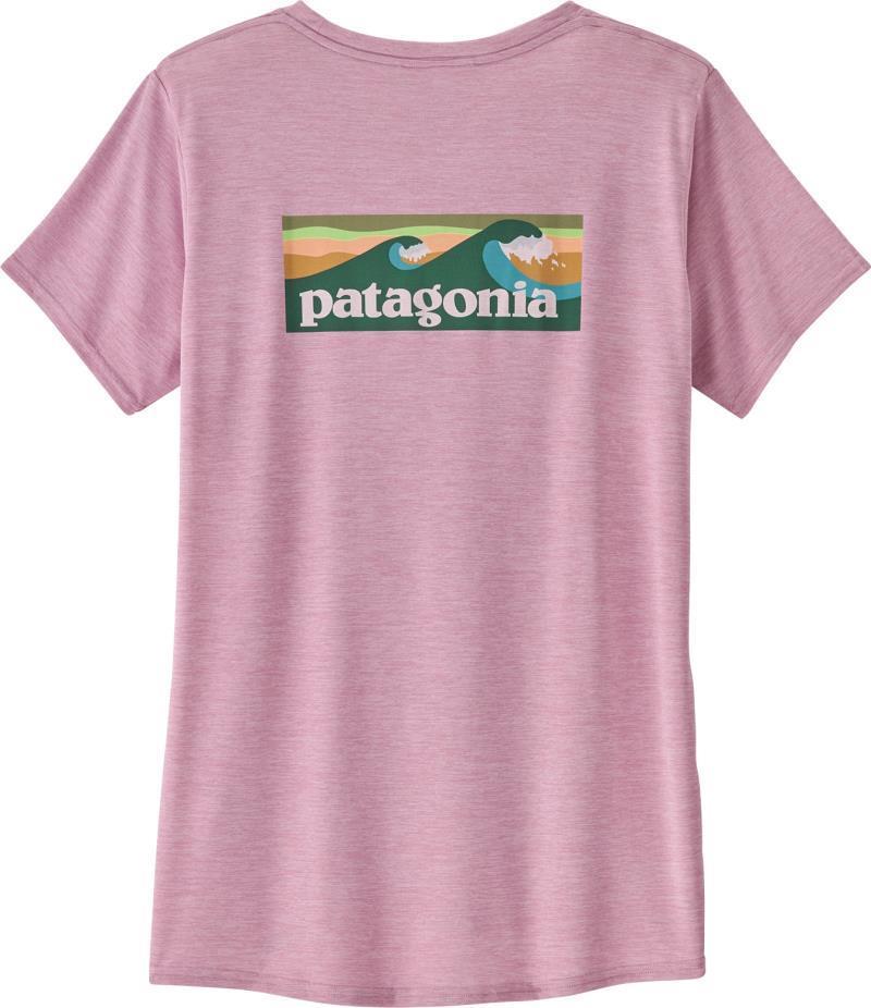 Capilene Cool Daily Graphic Shirt - Waters - Womens - Boardshort Logo / Milkweed Mauve X-Dye 2