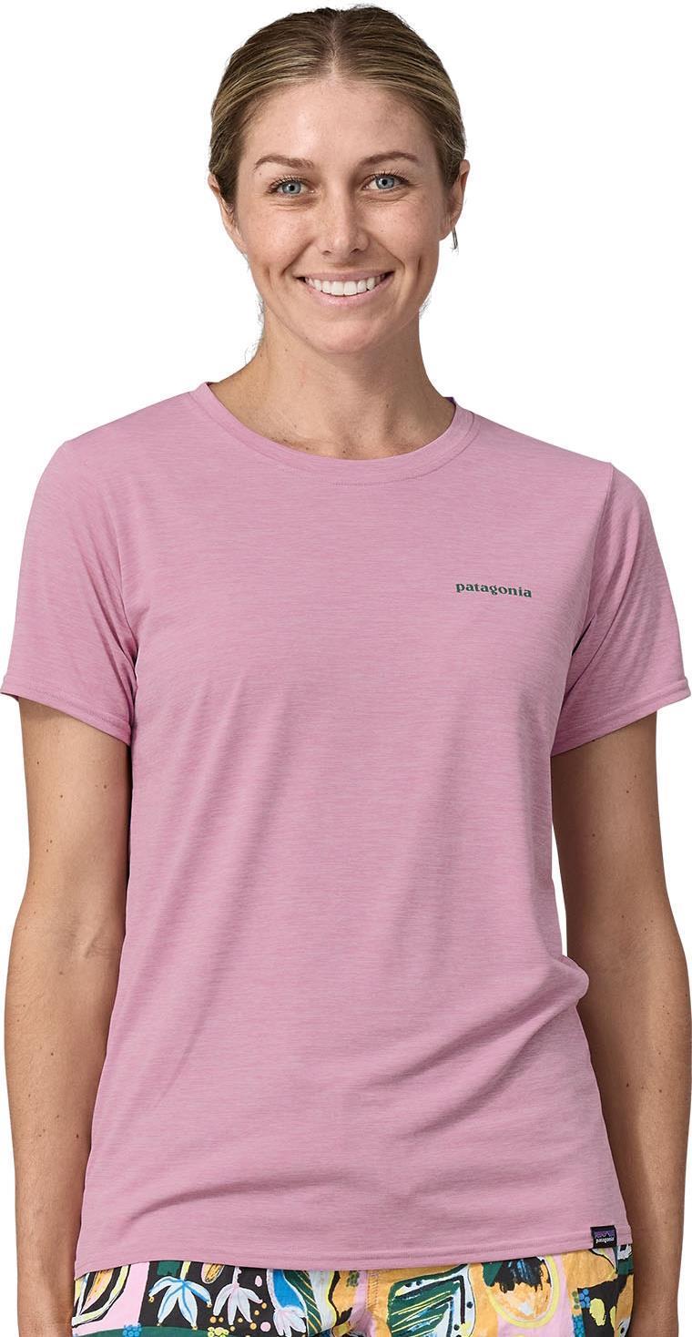 Capilene Cool Daily Graphic Shirt - Waters - Womens - Boardshort Logo / Milkweed Mauve X-Dye 3