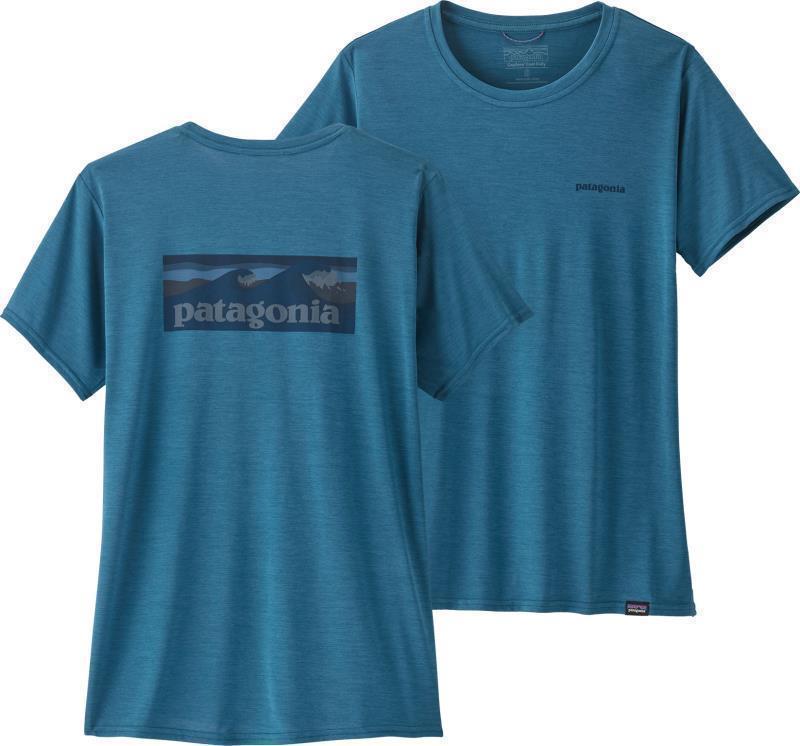 Capilene Cool Daily Graphic Shirt - Waters - Womens - Boardshort Logo / Wavy Blue X-Dye 1