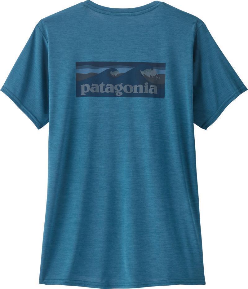Capilene Cool Daily Graphic Shirt - Waters - Womens - Boardshort Logo / Wavy Blue X-Dye 3