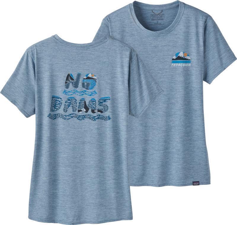 Capilene Cool Daily Graphic Shirt - Waters - Womens - No Dams Orca / Steam Blue X-Dye 1