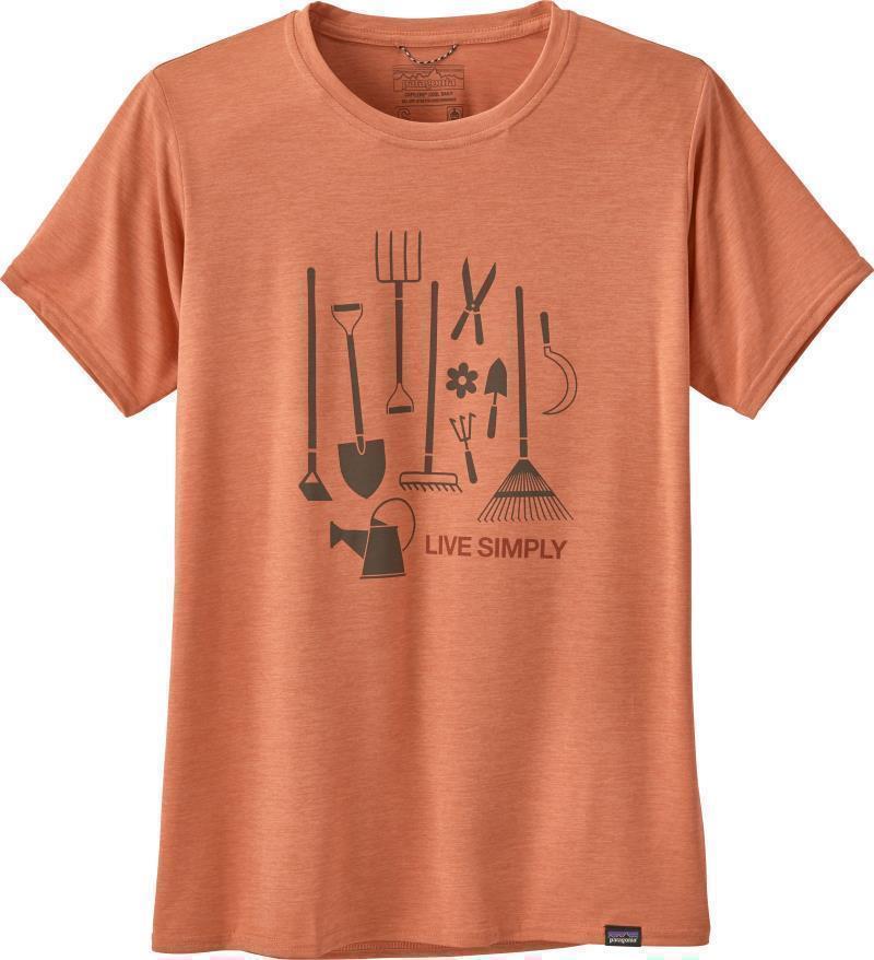 Capilene Cool Daily Graphic Shirt - Womens - live simply cultivate / mellow melon x-dye 1
