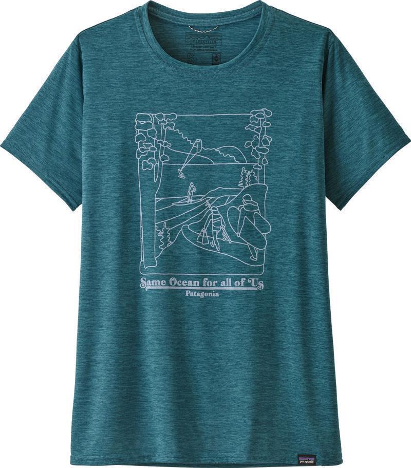 Capilene Cool Daily Graphic Shirt - Womens - northwest waters / abalone blue x-dye 1