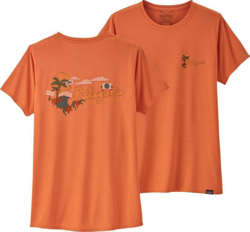 Capilene Cool Daily Graphic Shirt - Womens - palm protest / tigerlily orange x-dye 1