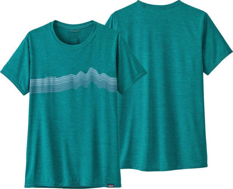 Capilene Cool Daily Graphic Shirt - Womens - ridge rise stripe / borealis green x-dye 1