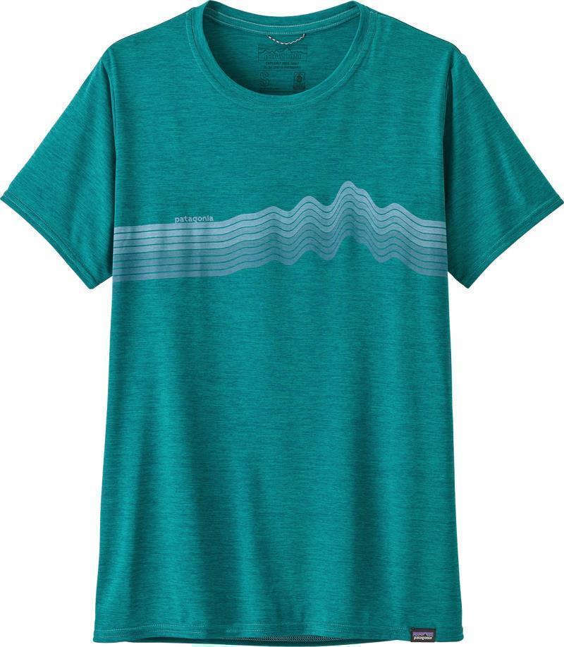 Capilene Cool Daily Graphic Shirt - Womens - ridge rise stripe / borealis green x-dye 1