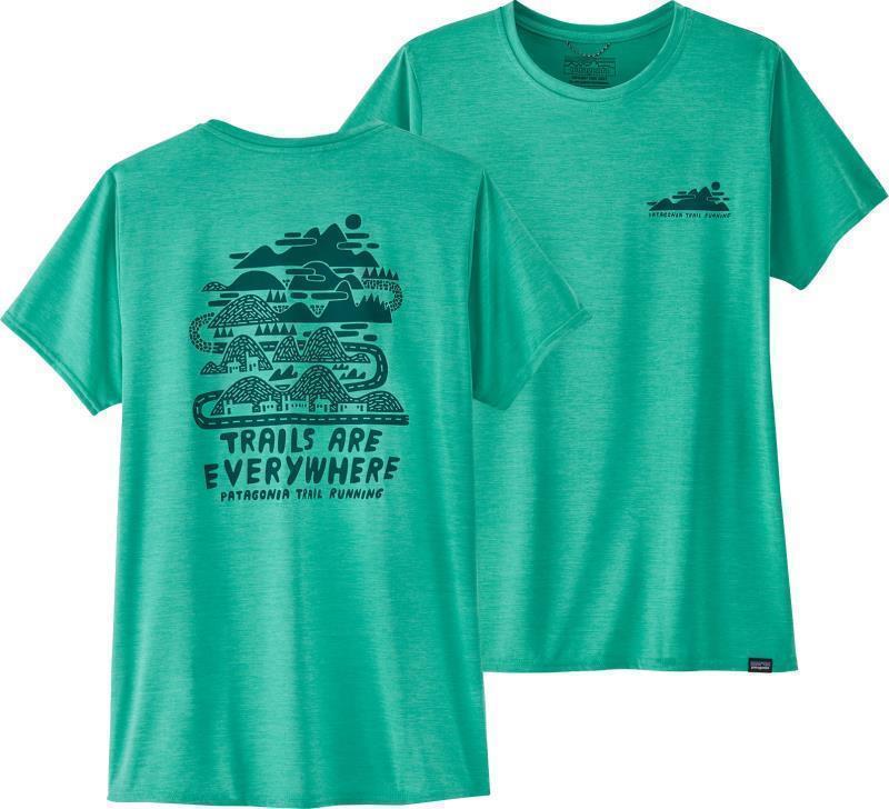 Capilene Cool Daily Graphic Shirt - Womens - trails everywhere / fresh teal x-dye 1