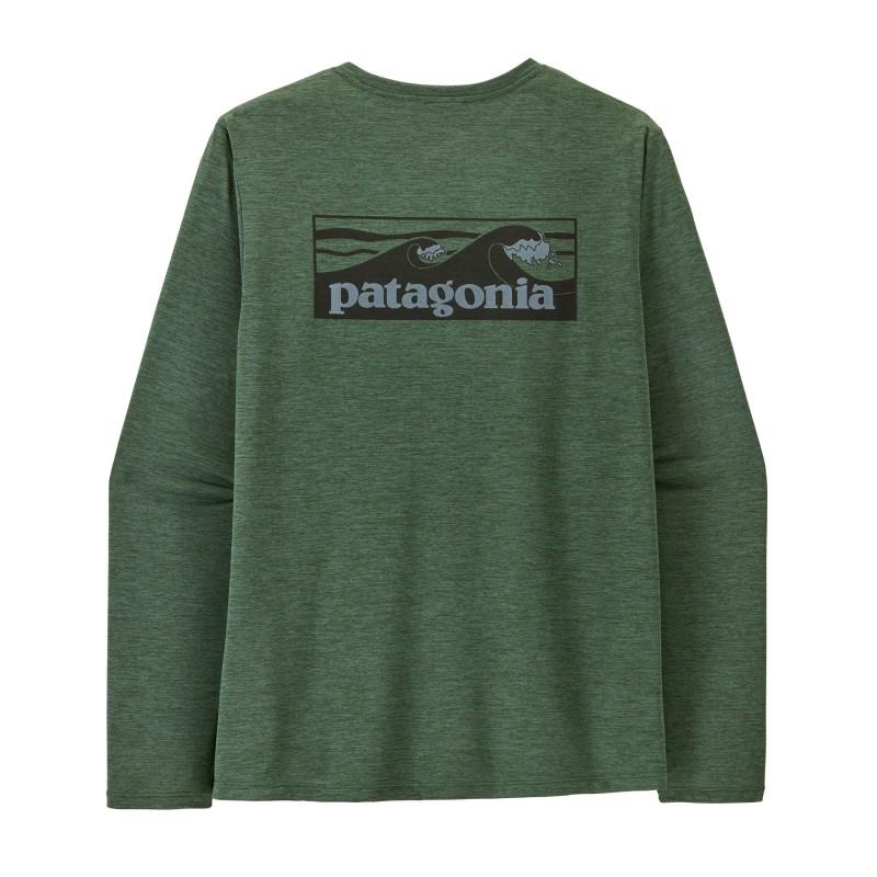Capilene Cool Daily LS Shirt - Boardshort Logo - Mens - canopy green / light canopy green x-dye 1