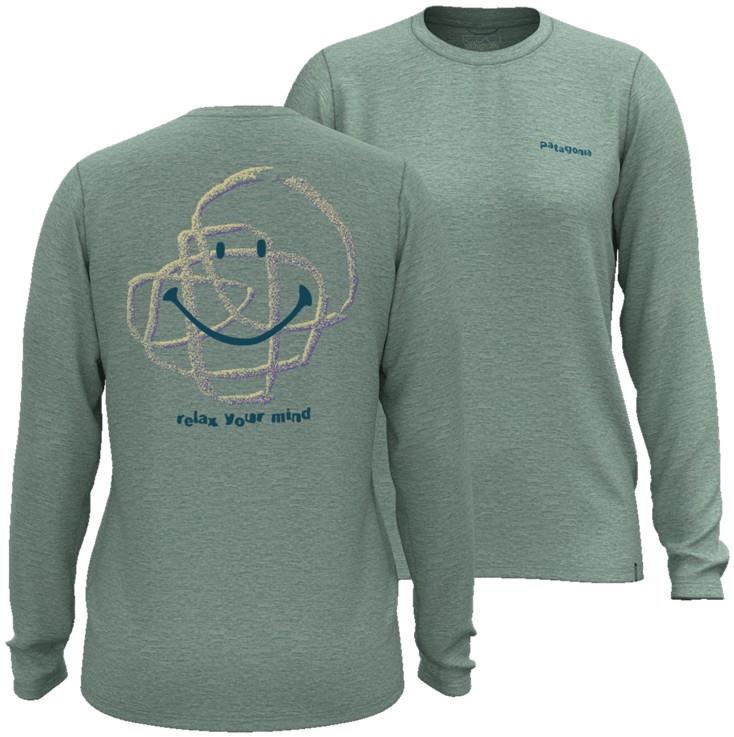 Capilene Cool Daily LS Shirt - Rock & Relax - Womens - mixed green / light mixed green x-dye 1