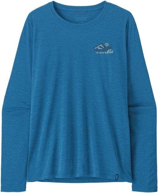 Capilene Cool Daily LS Shirt - Trailcheck - Womens - aquatic blue / light aquatic blue x-dye 1