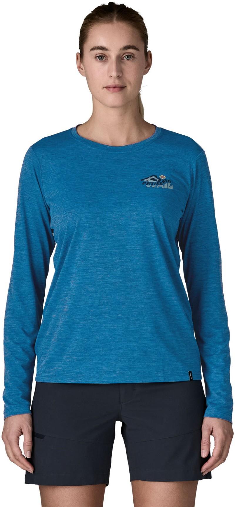 Capilene Cool Daily LS Shirt - Trailcheck - Womens - aquatic blue / light aquatic blue x-dye 1