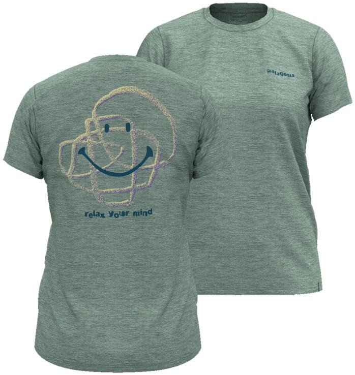 Capilene Cool Daily SS Shirt - Rock & Relax - Womens - mixed green / light mixed green x-dye 1