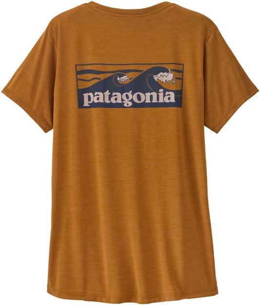 Capilene Cool Daily Shirt - Boardshort Logo - Womens - cinnamon brown / dark cinnamon brown x-dye 1