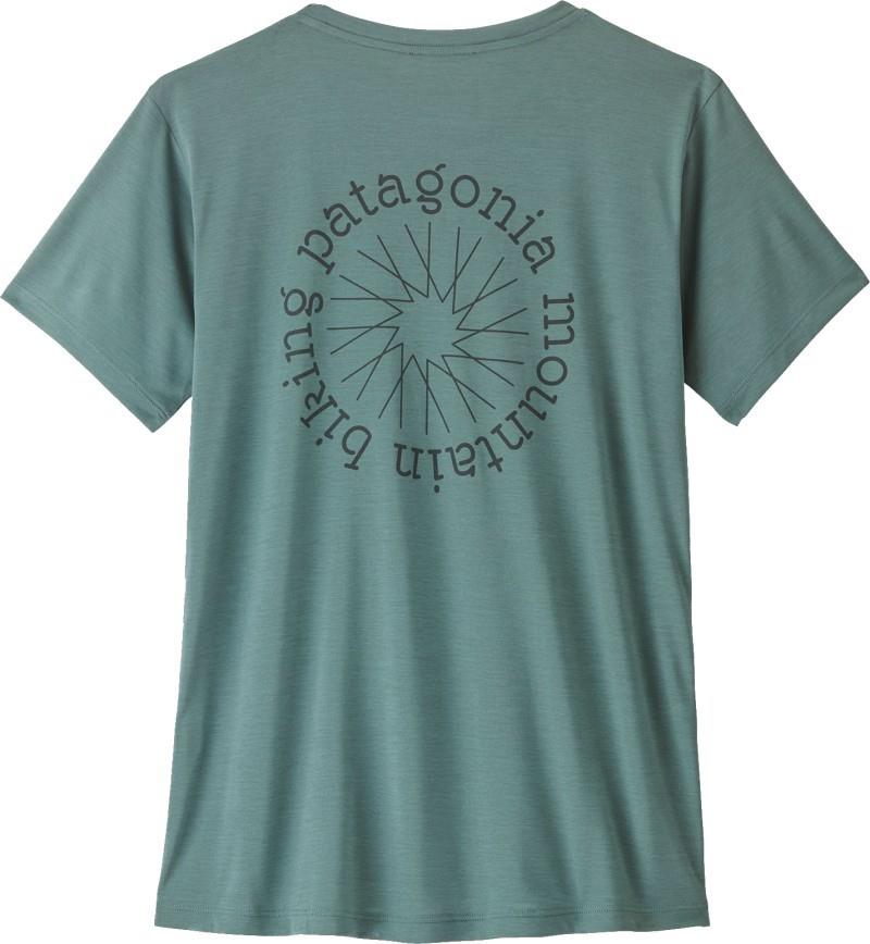 Capilene Cool Daily Shirt - Spoke Stencil - Womens - blue sage / light blue sage x-dye 1