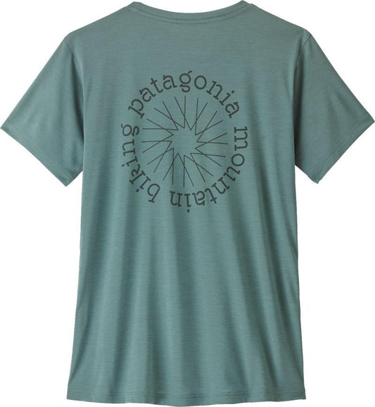 Capilene Cool Daily Shirt - Spoke Stencil - Womens - blue sage / light blue sage x-dye 1