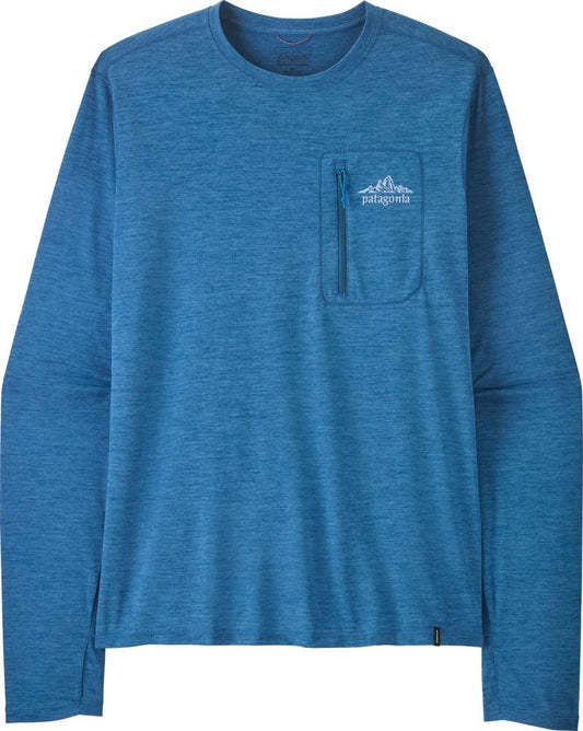 Capilene Cool LS Sun Shirt - Cloud Crag Crest - Mens - aquatic blue / light aquatic blue x-dye 1