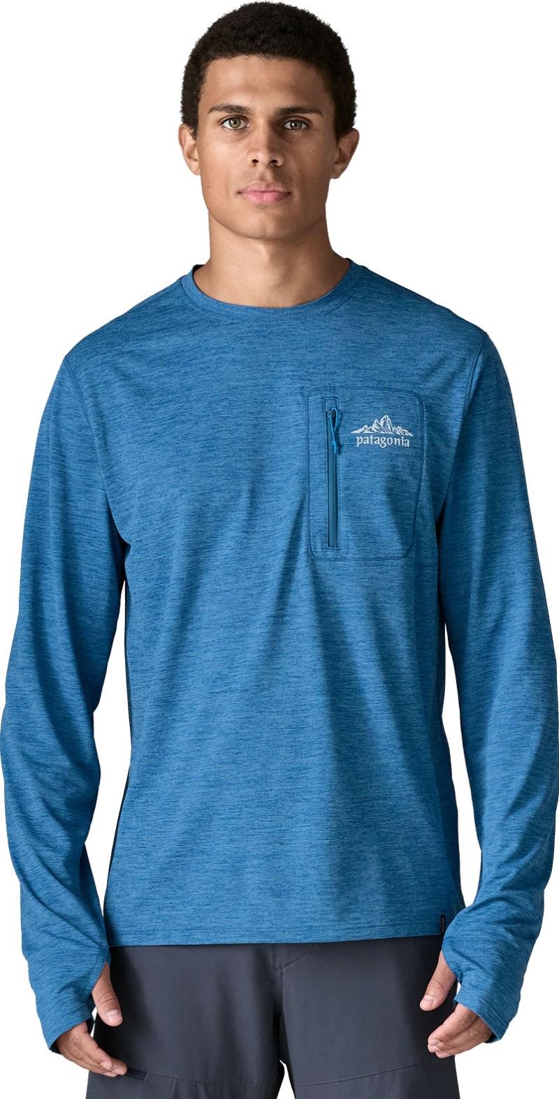 Capilene Cool LS Sun Shirt - Cloud Crag Crest - Mens - aquatic blue / light aquatic blue x-dye 1