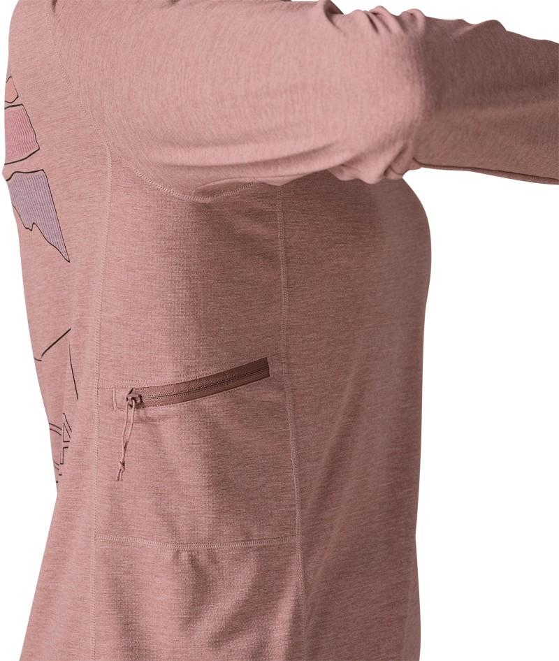 Capilene Cool LS Sun Shirt - Peak Visions - Womens - fuzzy mauve / moonrise taupe x-dye 1