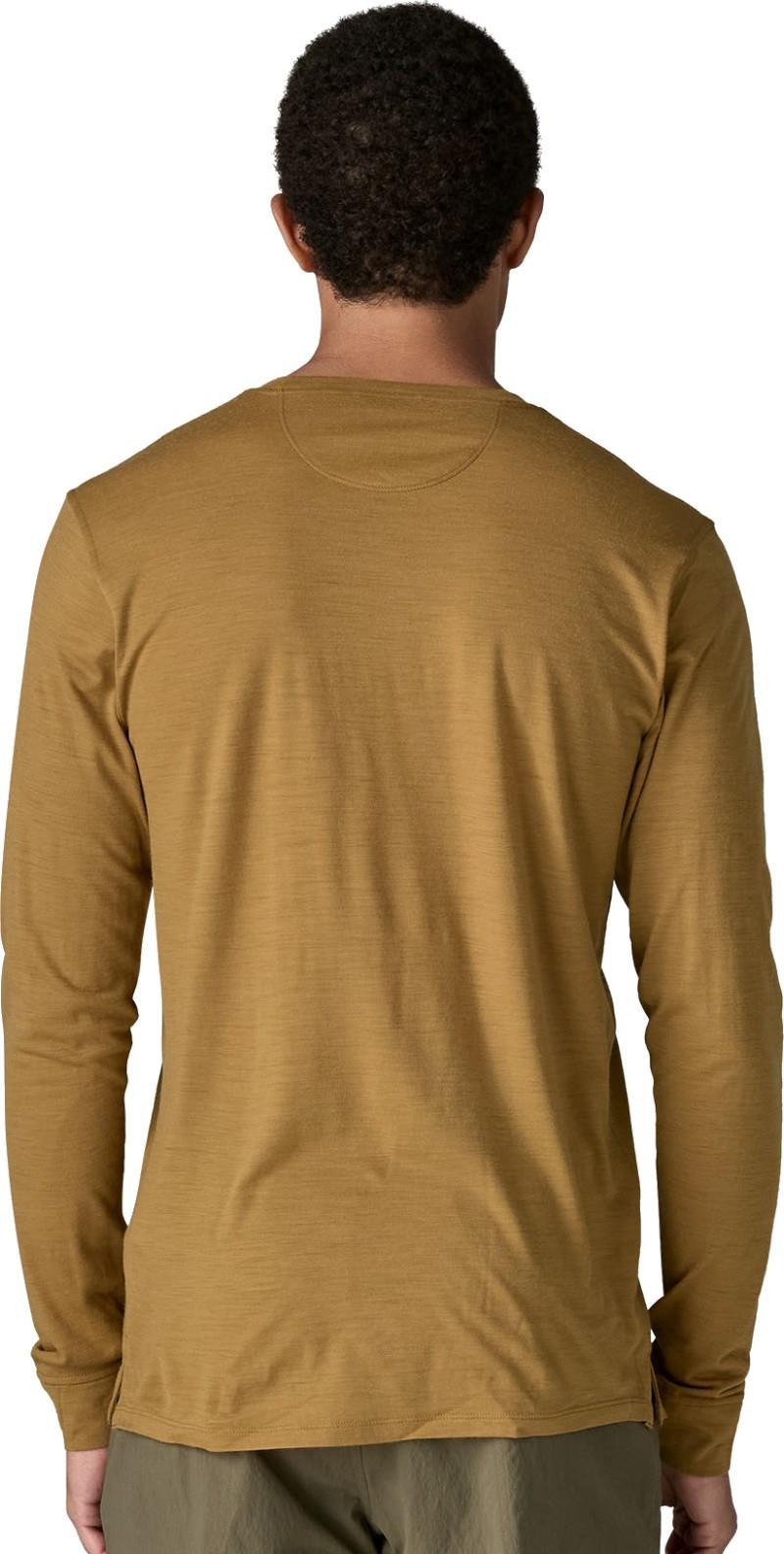 Capilene Cool Merino Blend Graphic LS Shirt - Mens - strata stripe / bobcat brown 1