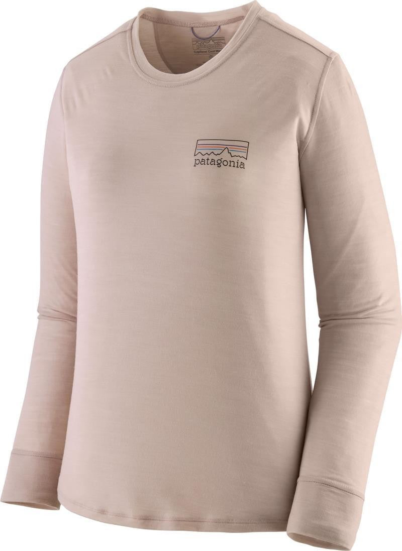 Capilene Cool Merino Blend Graphic LS Shirt - Womens - fitz roy strata / shroom taupe 1