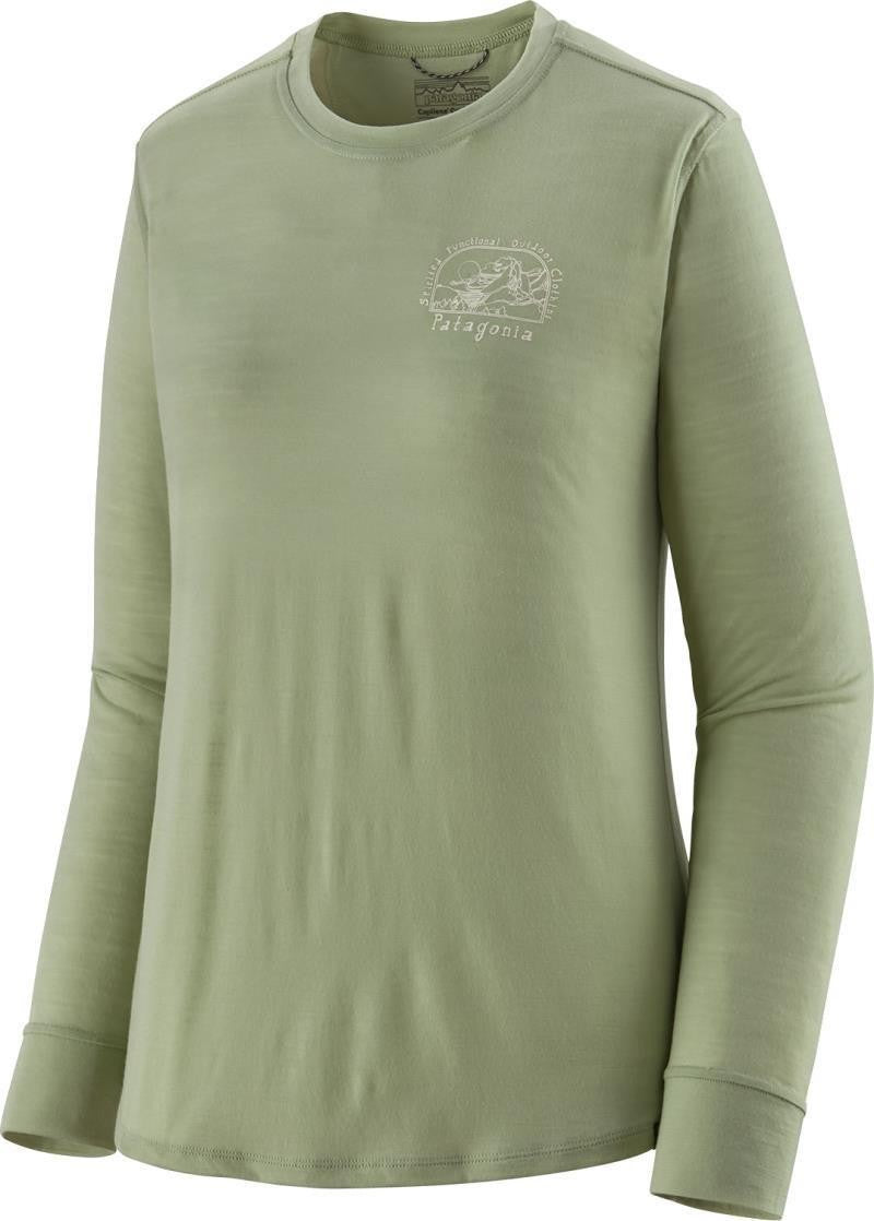 Capilene Cool Merino Blend Graphic LS Shirt - Womens - lost and found / salvia green 1