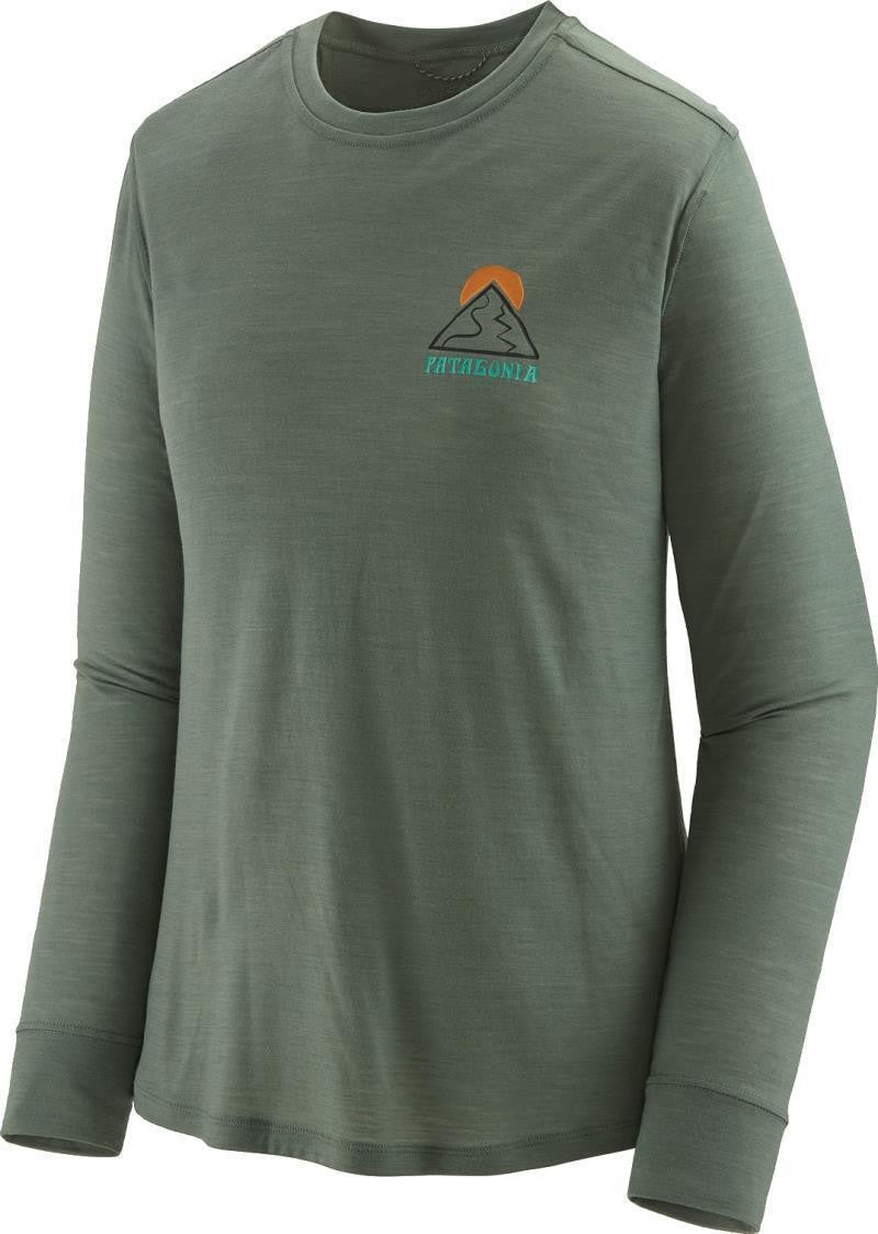 Capilene Cool Merino Blend Graphic LS Shirt - Womens - slow going / hemlock green 1