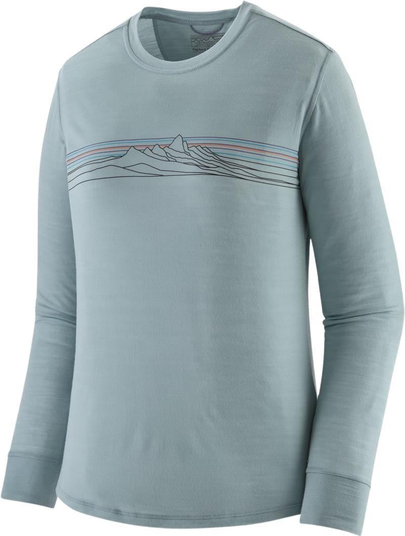 Capilene Cool Merino Blend Graphic LS Shirt - Womens - strata stripe / thermal blue 1