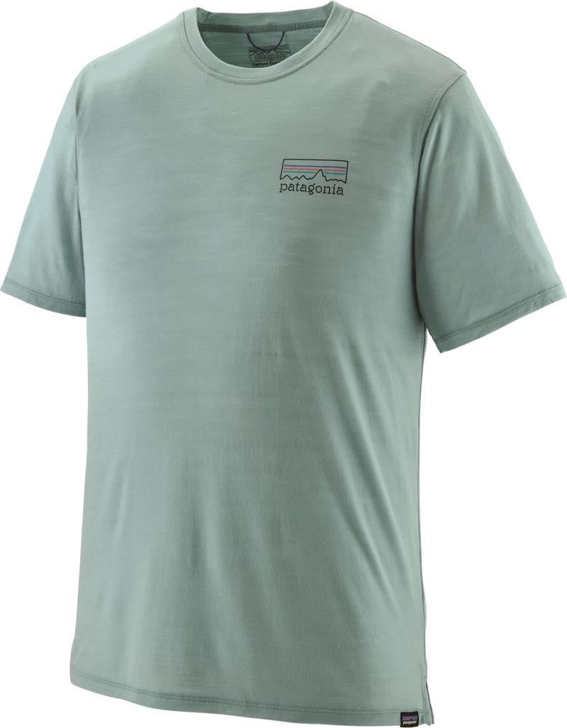 Capilene Cool Merino Blend Graphic SS Shirt - Mens - fitz roy strata / thermal blue 1