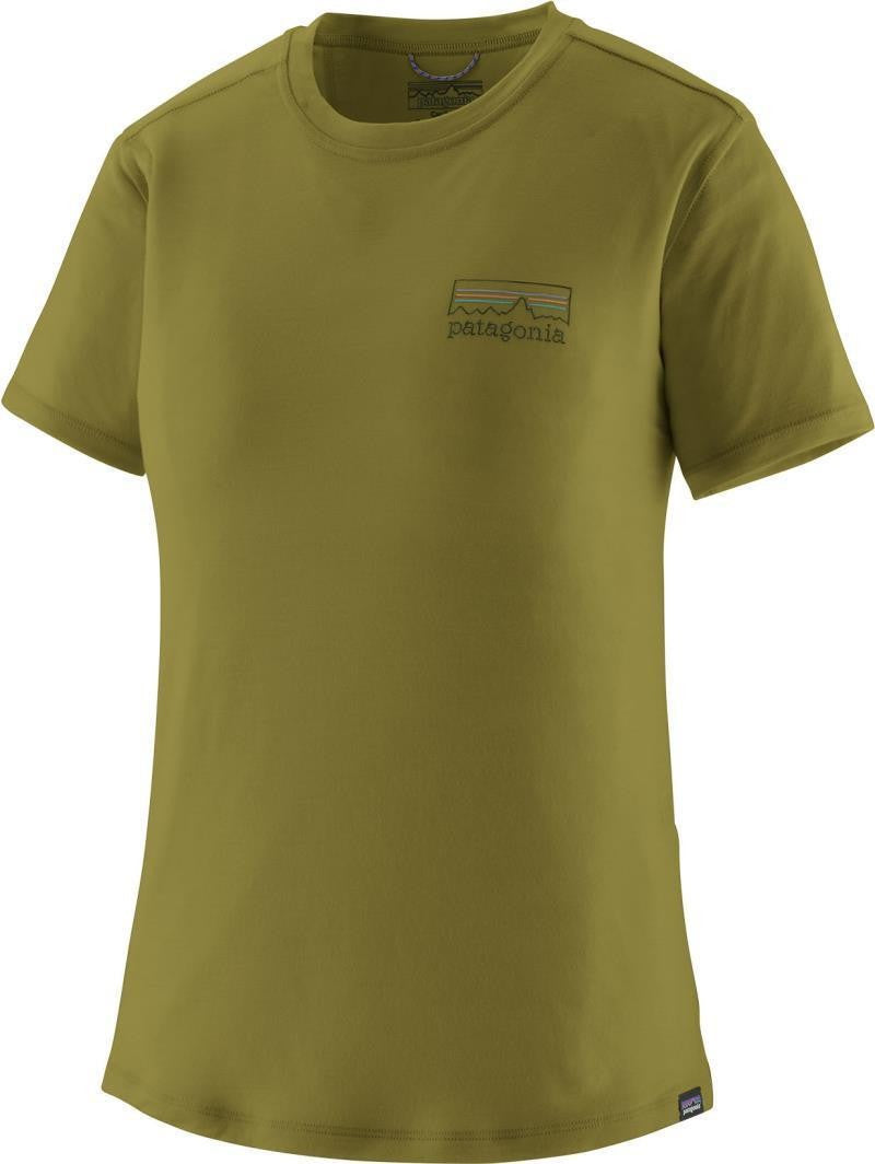 Capilene Cool Merino Blend Graphic SS Shirt - Womens - fitz roy strata / graze green 1