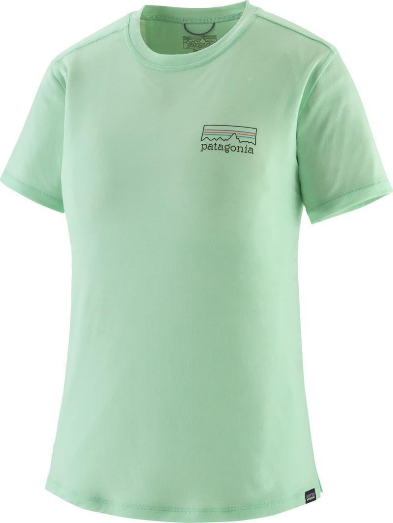 Capilene Cool Merino Blend Graphic SS Shirt - Womens - fitz roy strata / rinsed green 1
