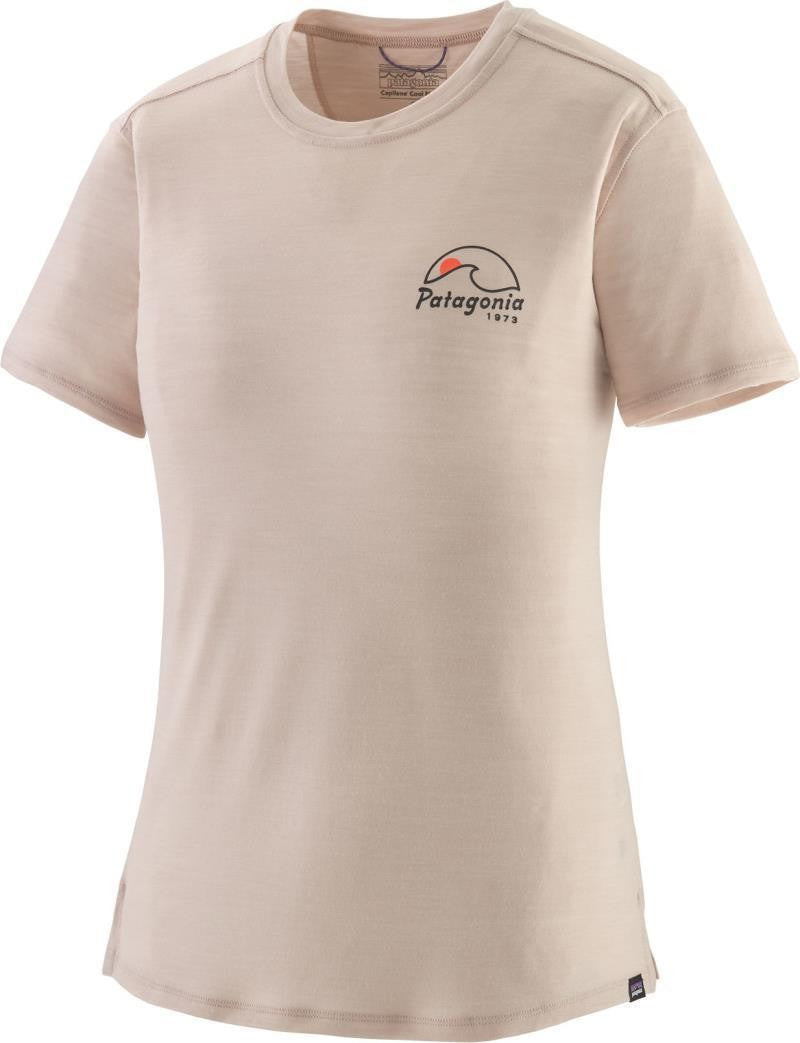 Capilene Cool Merino Blend Graphic SS Shirt - Womens - imagine moon / shroom taupe 1