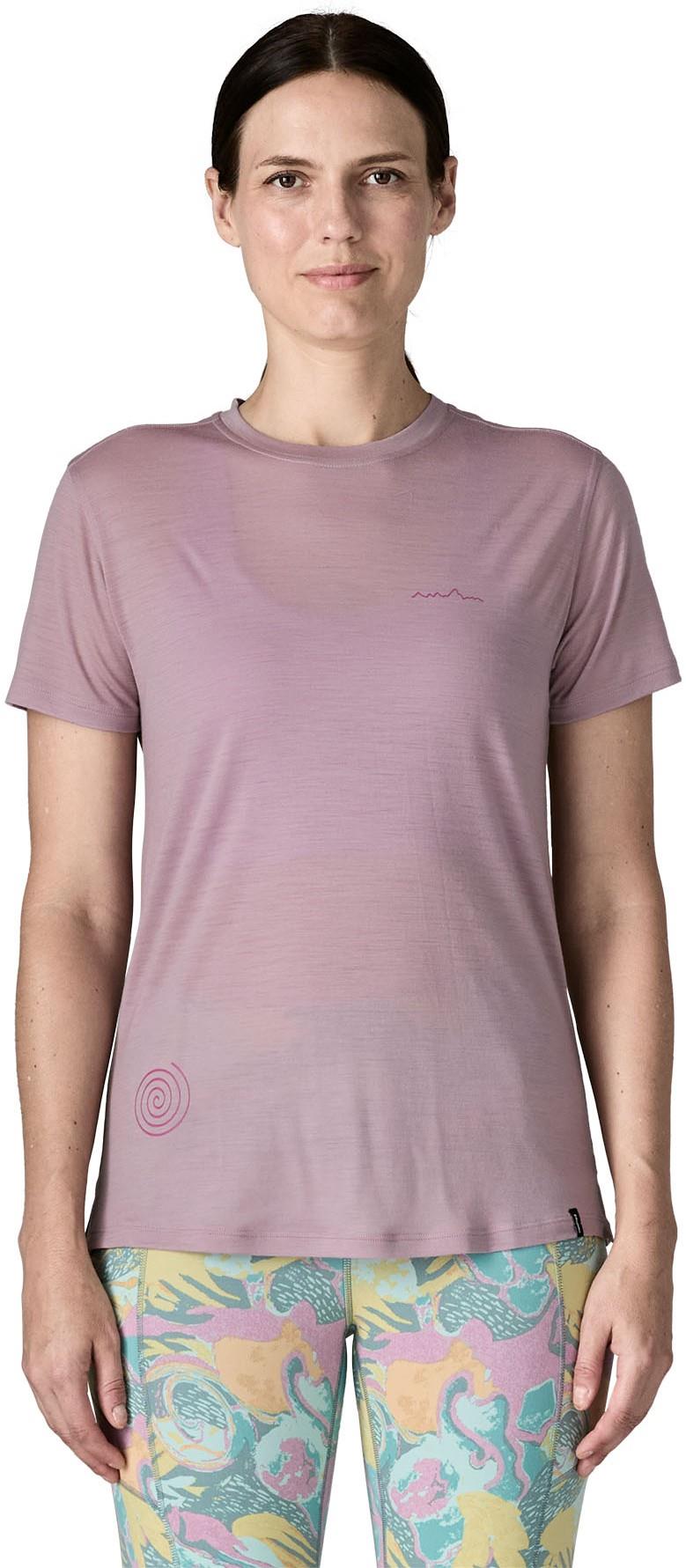 Capilene Cool Merino Blend Graphic SS Shirt - Womens - multi-pitch / quiet violet 1