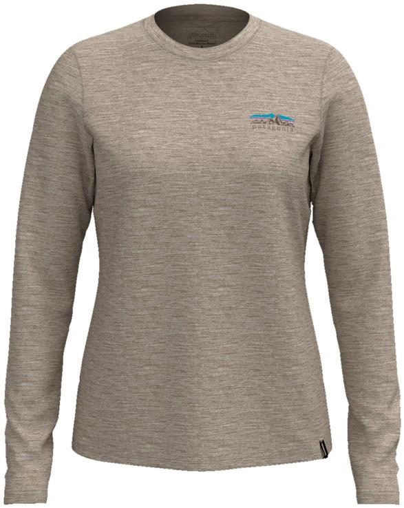 Capilene Cool Merino Blend LS Shirt - Fitz Roy Foothills - Womens - albatross grey 1