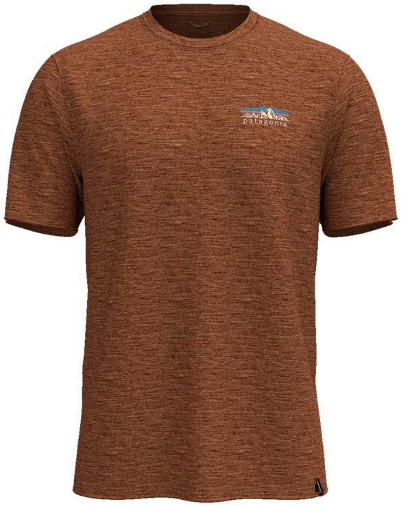 Capilene Cool Merino Blend SS Shirt - Fitz Roy Foothills - Mens - earthworm brown 1