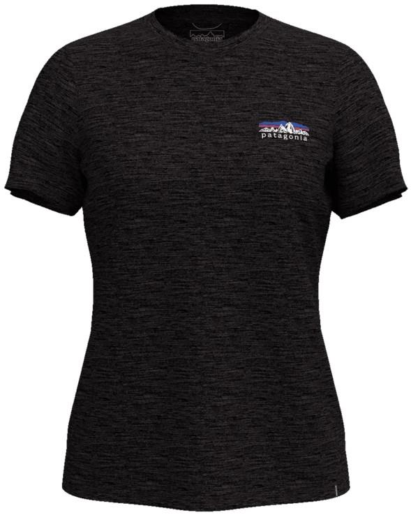 Capilene Cool Merino Blend SS Shirt - Fitz Roy Foothills - Womens - black 1