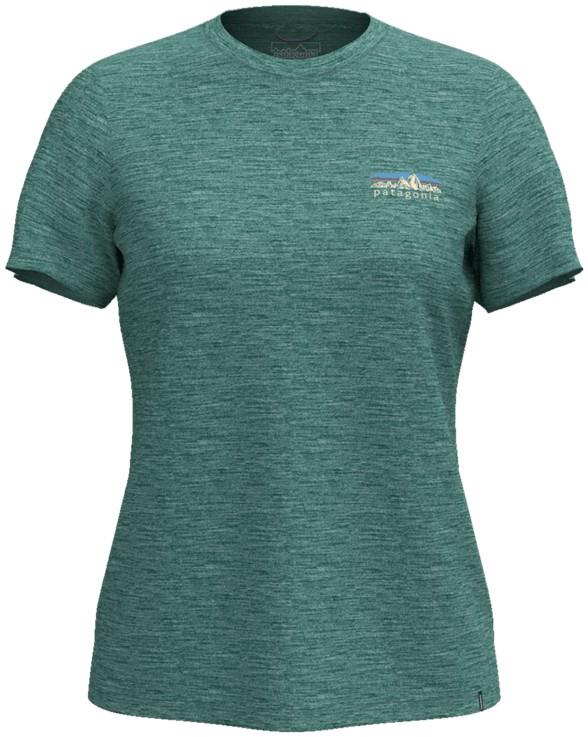 Capilene Cool Merino Blend SS Shirt - Fitz Roy Foothills - Womens - botany green 1