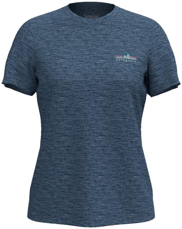 Capilene Cool Merino Blend SS Shirt - Fitz Roy Foothills - Womens - freshwater blue 1