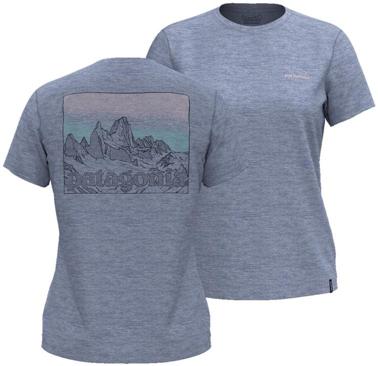 Capilene Cool Sun SS Shirt - Fitz Roy Approach - Womens - ghost blue / light ghost blue x-dye 1