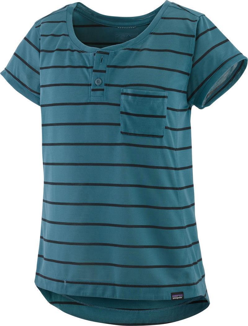 Capilene Cool Trail Bike Henley - Womens - furrow stripe / abalone blue 1