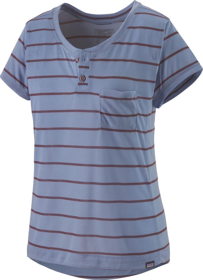 Capilene Cool Trail Bike Henley - Womens - furrow stripe / light current blue 1