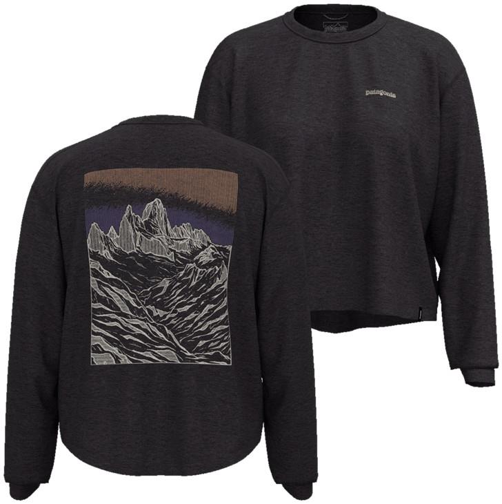 Capilene Cool Trail Cropped LS - Fitz Roy Approach - Womens - ink black 1