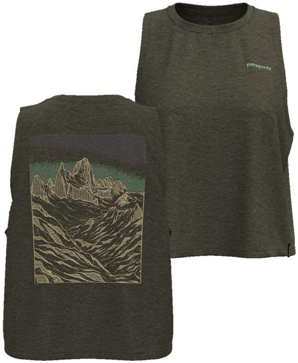 Capilene Cool Trail Cropped Tank - Fitz Roy Approach - Womens - basin green 1