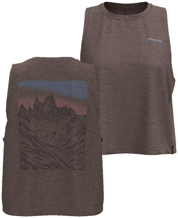 Capilene Cool Trail Cropped Tank - Fitz Roy Approach - Womens - crimini taupe 1