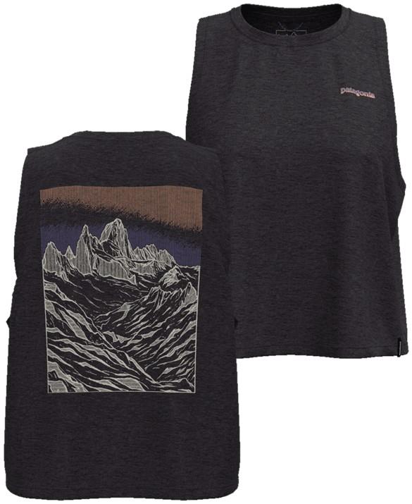 Capilene Cool Trail Cropped Tank - Fitz Roy Approach - Womens - ink black 1