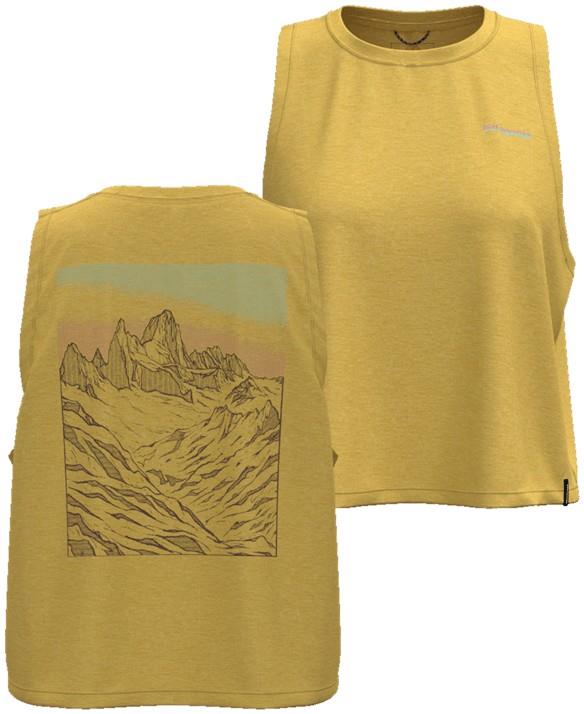 Capilene Cool Trail Cropped Tank - Fitz Roy Approach - Womens - surfboard yellow 1