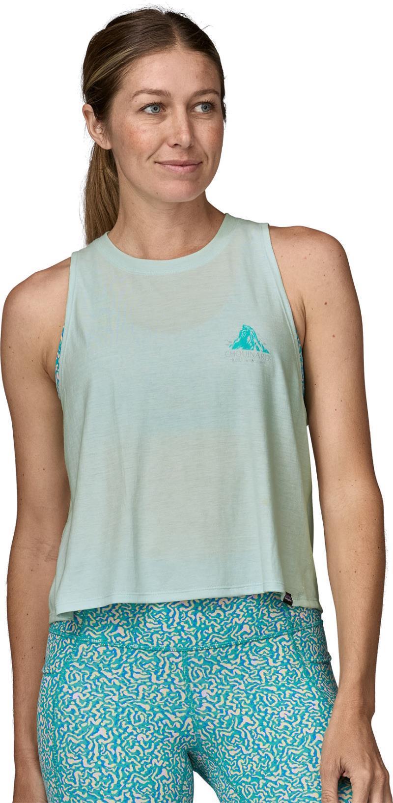Capilene Cool Trail Cropped Tank - Womens - Chouinard Crest / Wispy Green 3