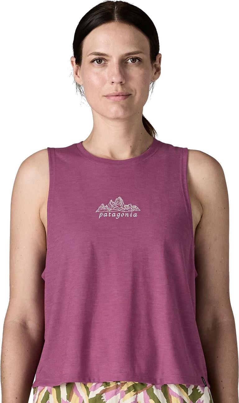 Capilene Cool Trail Cropped Tank - Womens - fitz roy nimbus / faded magenta 1