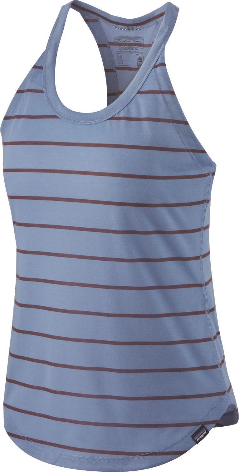 Capilene Cool Trail Tank - Womens - Furrow Stripe / Light Current Blue 1