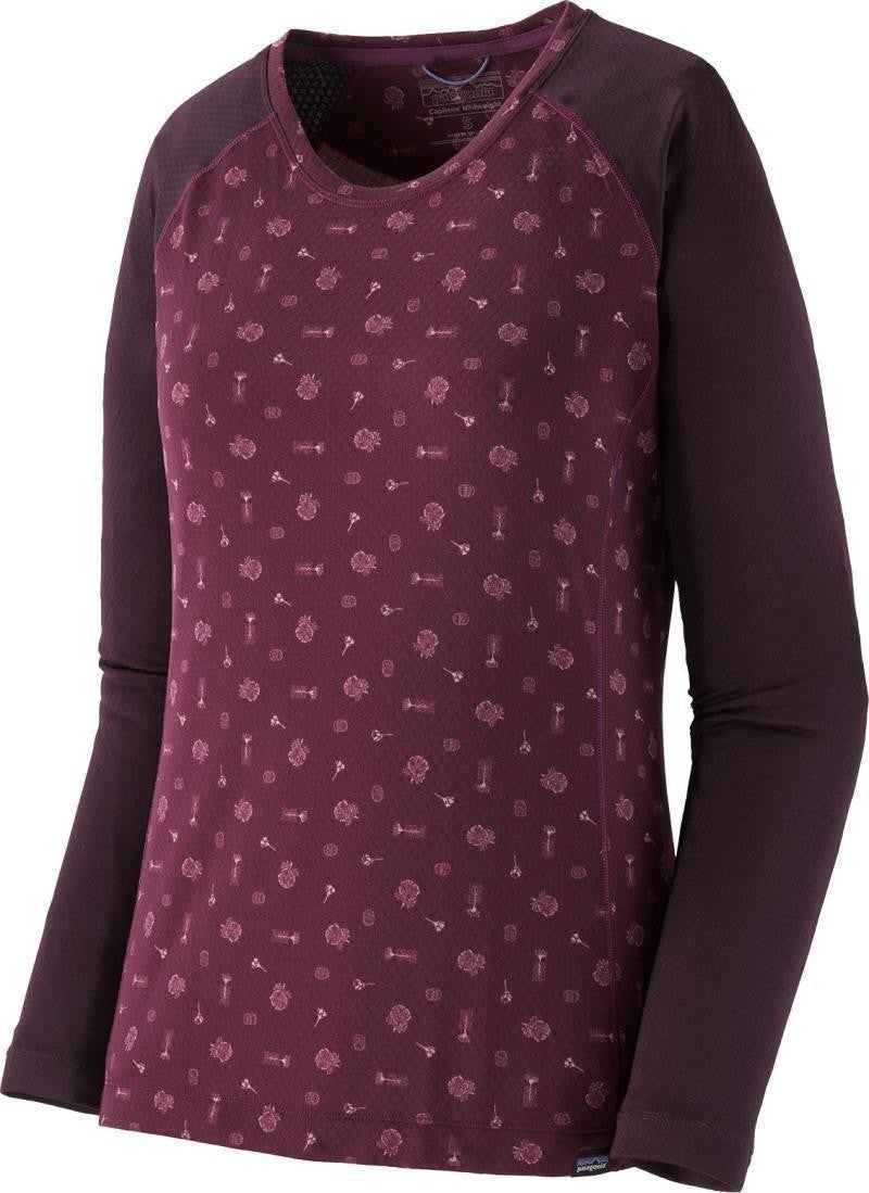 Capilene Midweight LS Crew - Womens - fire floral / night plum 1
